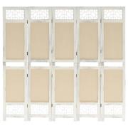 vidaXL Rumsavdelare 5 paneler gräddvit 175x165 cm tyg