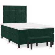 vidaXL Ramsäng med madrass mörkgrön 120x190 cm sammet