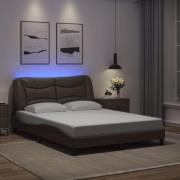 vidaXL Bed Frame with LED without Mattress "Hvar" Brown 140x200 cm