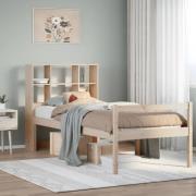 vidaXL Säng med bokhylla utan madrass 90x200cm massiv furu