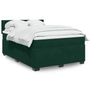 vidaXL Ramsäng med madrass mörkgrön 140x190 cm sammet