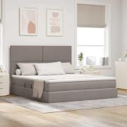 vidaXL Förvaringssäng med LED med madrass Taupe 160 x 200 cm Polyester