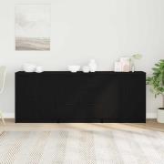 vidaXL Sideboard 3 pcs Svart Ek 180 x 30 x 70 cm Konstruerat trä