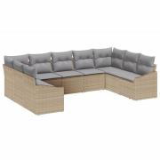 vidaXL Trädgårdsoffset 9 pcs Beige och Ljusgrå konstrotting