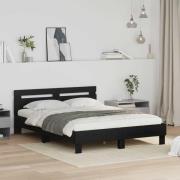 vidaXL Sängram med huvudgavel Svart Ek 120 x 200 cm Konstruerat trä