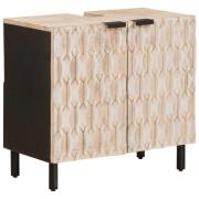 vidaXL Badrumsskåp med handfat Vit 62 x 33 x 58 cm Massivt mangoträ