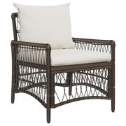 vidaXL Trädgård Stol med kudde Brun 73 x 61 x 77 cm konstrotting