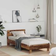 vidaXL Sängram med huvudgavel Gammalt trä 75 x 190 cm Konstruerat trä