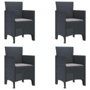 vidaXL Trädgård Stol 4 pcs Antracit 53 x 49 x 85 cm Polypropylen