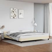 vidaXL Sängram med huvudgavel utan madrass gräddvit 200x200 cm