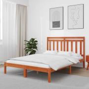 vidaXL Sängram Vaxbrun 205,5 x 165,5 x 100 cm Massiv furu