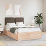 vidaXL Sängram med Klädd Huvudgavel Taupe 120 x 190 cm Massiv furu