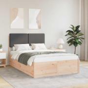 vidaXL Sängram med Klädd Huvudgavel Mörkgrå 120 x 190 cm Massiv furu