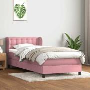 vidaXL Ramsäng med madrass rosa 90x210 cm sammet