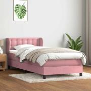 vidaXL Resårsäng med madrass rosa 90x220 cm sammet