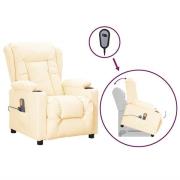 vidaXL Massagefåtölj med uppresningshjälp gräddvit konstläder