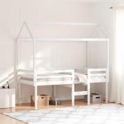 vidaXL Hög säng med tak vit 80x200 cm massiv furu