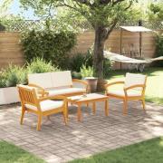 vidaXL Bistroset med kudde 4 pcs Brun Polyester