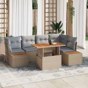 vidaXL Trädgårdsoffset med lagring 10 pcs Beige Poly rattan