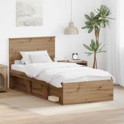 vidaXL Sängram med huvudgavel Artisan Ek 75 x 190 cm Konstruerat trä