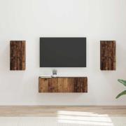 vidaXL TV väggskåp set Väggmonterad 4 pcs Gammalt trä Konstruerat trä