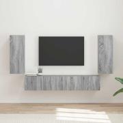 vidaXL TV väggskåp set Väggmonterad 4 pcs Grå Sonoma Konstruerat trä