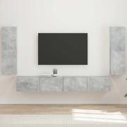 vidaXL TV väggskåp set Väggmonterad 4 pcs Betonggrå Konstruerat trä