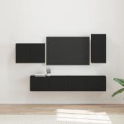 vidaXL TV väggskåp set Väggmonterad 4 pcs Svart Konstruerat trä