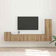 vidaXL TV-bänkset Väggmonterad 3 pcs Artisan Ek Konstruerat trä