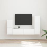 vidaXL TV-bänkset Väggmonterad 4 pcs Högblanka vita Konstruerat trä