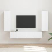 vidaXL TV-bänkset Väggmonterad 4 pcs Vit Konstruerat trä