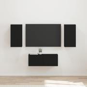 vidaXL TV-bänkset Väggmonterad 6 pcs Svart Konstruerat trä