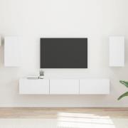vidaXL TV-bänkset Väggmonterad 5 pcs Vit Konstruerat trä