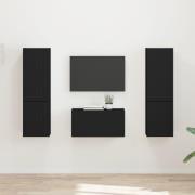 vidaXL TV-bänkset 5 pcs Svart Konstruerat trä