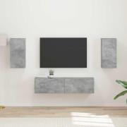 vidaXL TV-bänkset 4 pcs Betonggrå Konstruerat trä