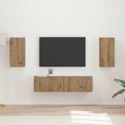 vidaXL TV-bänkset 4 pcs Artisan Ek Konstruerat trä