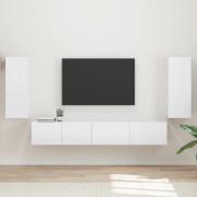 vidaXL TV-bänkset 4 pcs Högblanka vita Konstruerat trä