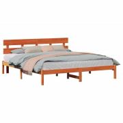 vidaXL Sängram med huvudgavel Brun 200 x 200 cm Massivt tallträ
