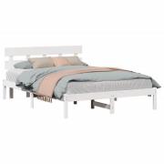 vidaXL Sängram med huvudgavel Vit 150 x 200 cm Massivt tallträ