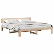 vidaXL Sängram med huvudgavel Naturfärg 180 x 200 cm Massiv furu