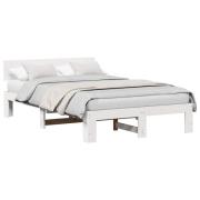 vidaXL Sängram med huvudgavel Vit 120 x 200 cm Massiv furu