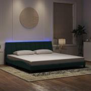 vidaXL Bed Frame with LED without Mattress "Hanko" Dark Green 200x200 ...