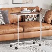 vidaXL Sidobord med hjul vit 55x35x70 cm konstruerat trä