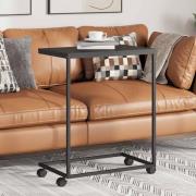 vidaXL Sidobord med hjul svart 55x35x70 cm konstruerat trä