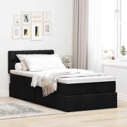 vidaXL Ottoman säng med madrass svart 90x200 cm tyg