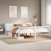 vidaXL Säng med bokhylla utan madrass vit 200x200cm massiv furu