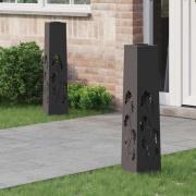 vidaXL Solar LED Stig Ljus 2 pcs Svart Kallvalsat stål