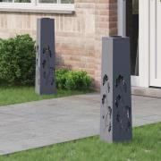 vidaXL Solar LED Stig Ljus 2 pcs Antracit Kallvalsat stål