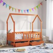 vidaXL Sängram för barnsäng m. lådor 70x140 cm massiv furu