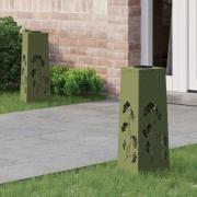 vidaXL Solar LED Stig Ljus 2 pcs Olivgrön Kallvalsat stål